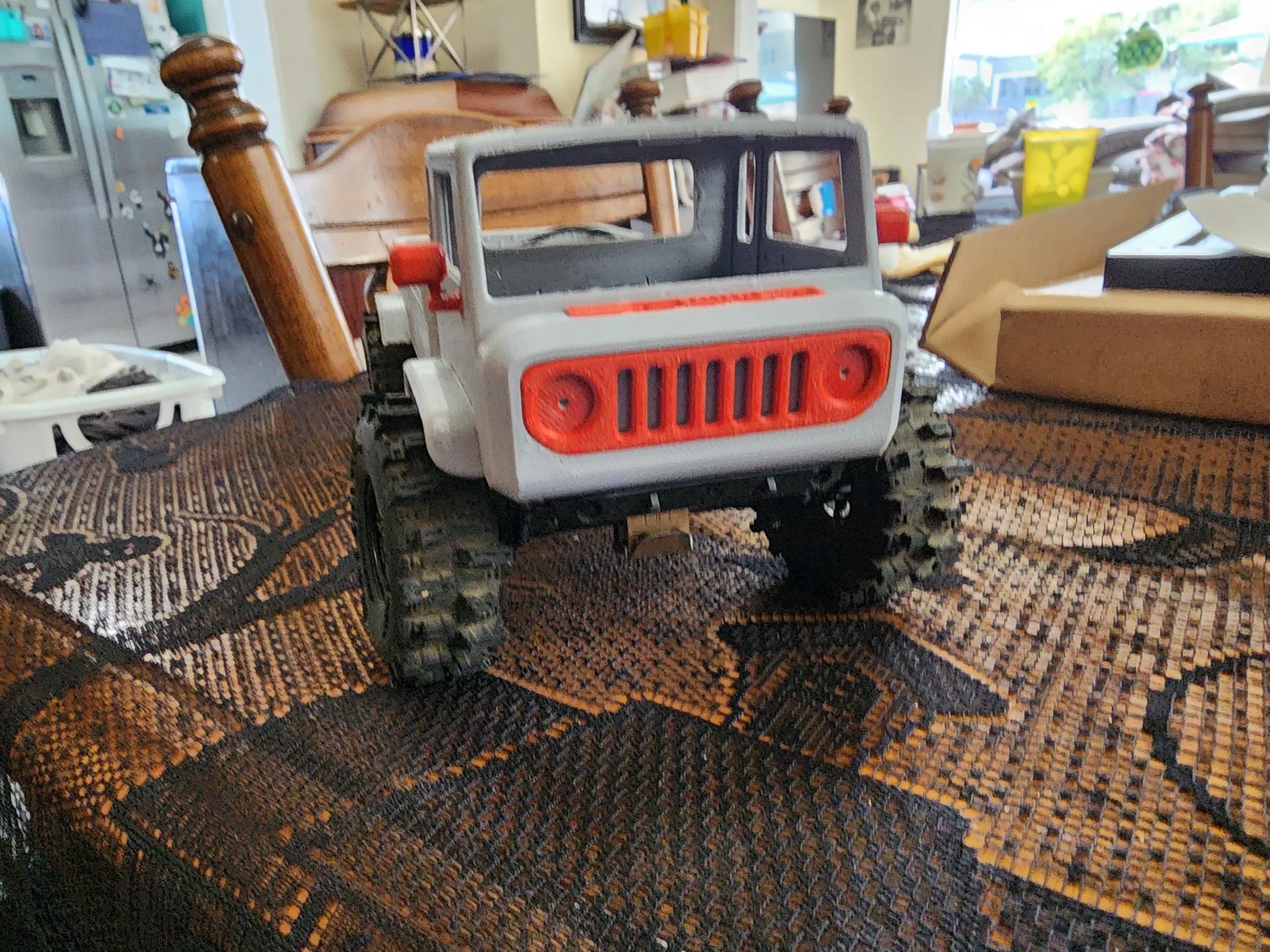 3D printed RC truck body for SCX24, grey and red